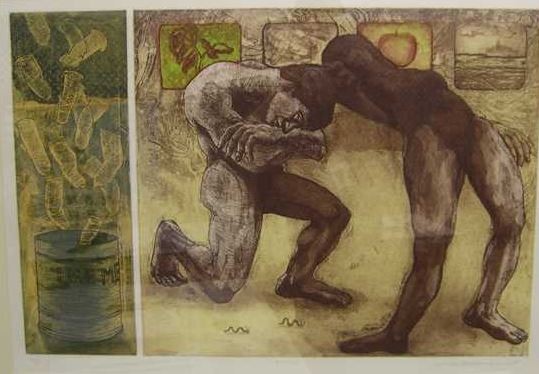 Zhand Mohammed, limited edition print, 'Agony', signed and dated '02, 4/4, 48 x 71cm